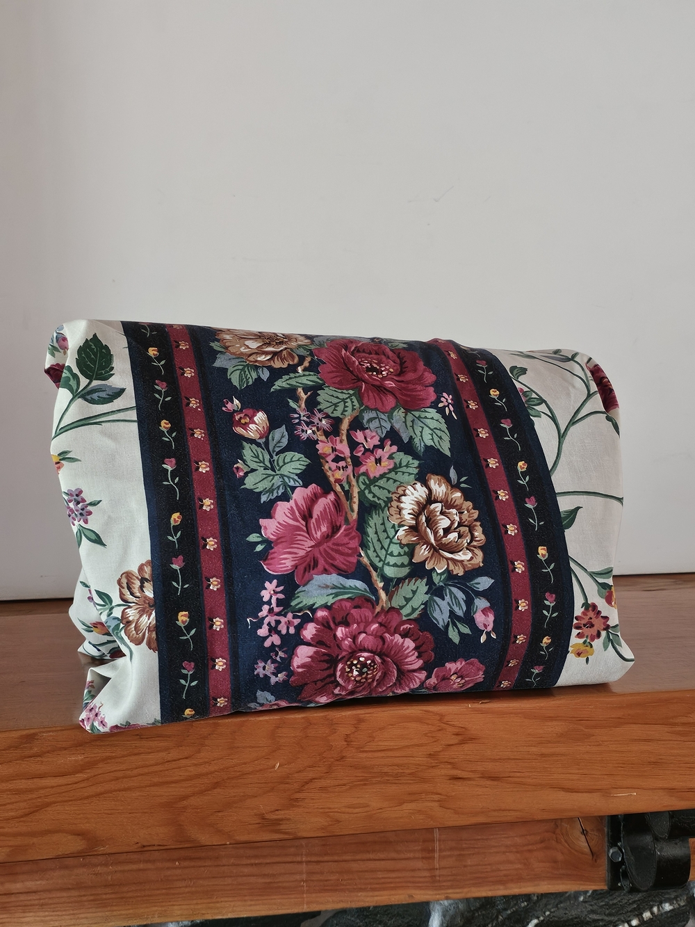 Vintage Floral Double Duvet Cover In Navy and Pink